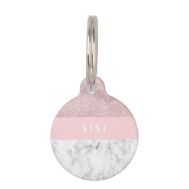 Eleganter, geistlicher Rose-Gold-Glitzer und weiße Haustiermarke