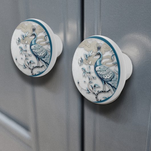 Eleganter gekrönter Pfau Keramikknopf Keramikknauf