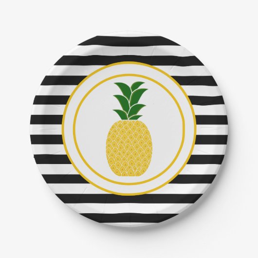 Eleganter Gelber Ananas Pappteller (Vorderseite)