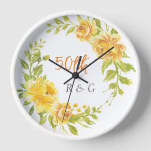 Eleganter Gelber Blume Kranz 50. Hochzeit Uhr