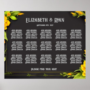 Eleganter gelber Blumentisch-Plan Poster