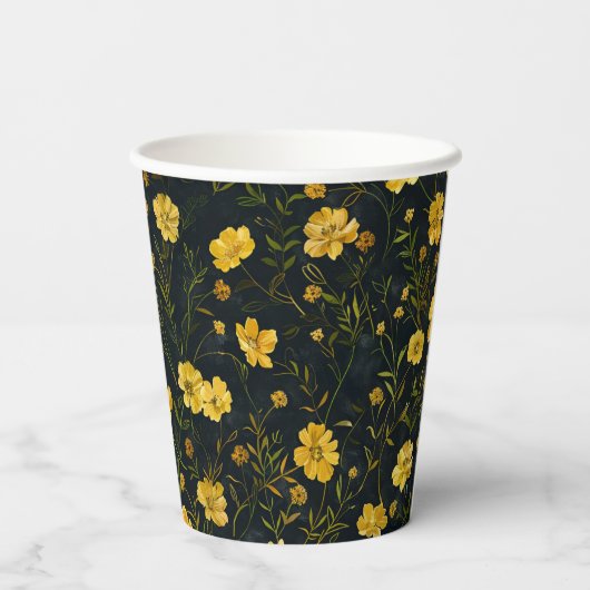 Eleganter Gelber Buttercup Blume Muttertag Pappbecher (Rückseite)