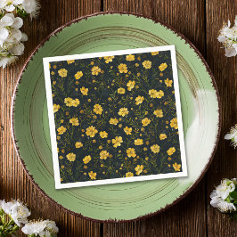 Eleganter Gelber Buttercup Blume Muttertag Serviette