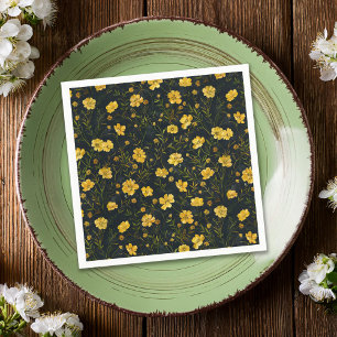 Eleganter Gelber Buttercup Blume Muttertag Serviette