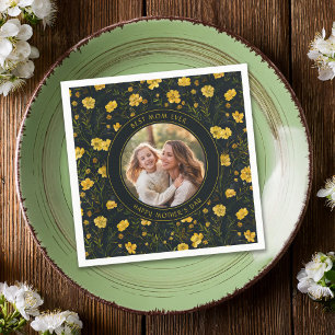 Eleganter Gelber Buttercup Blume Muttertag Serviette