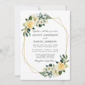 Eleganter, gelber, floraler Goldrahmen in Wasserfa Einladung (Vorderseite)