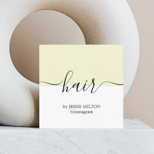 Eleganter gelber Friseur weiß Quadratische Visitenkarte