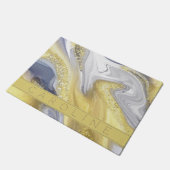 Eleganter, gelber, grauer Goldmarmorname Fußmatte (Schrägansicht)