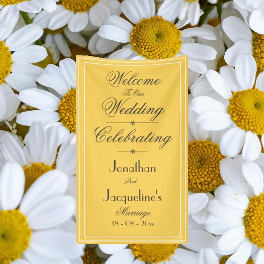 Eleganter, gelber Hochzeitshinweis Banner
