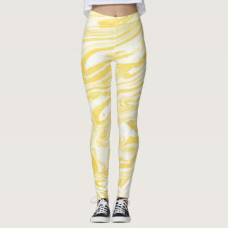 Eleganter Gelber Marmor: HandGezeichnet Textur Leggings