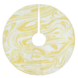 Eleganter Gelber Marmor: HandGezeichnet Textur Polyester Weihnachtsbaumdecke