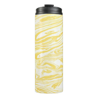 Eleganter Gelber Marmor: HandGezeichnet Textur Thermosbecher