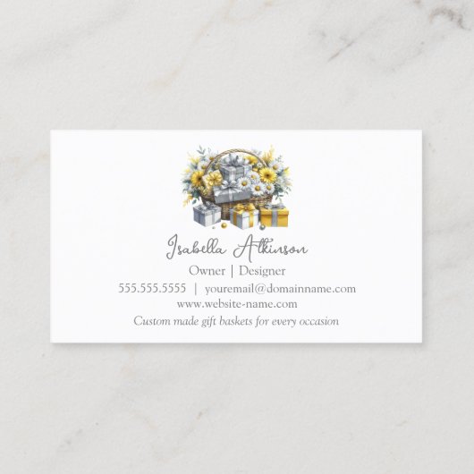 Eleganter Gelber Silberkorb Visitenkarte (Rückseite)