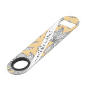 Eleganter Gelber Silberner Glitzer Blumenstrauß Ku Speed Flaschenöffner (Vorderseite Schrägansicht)