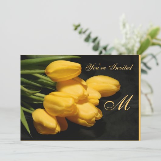 Eleganter Gelber Tulip Jedem Anlass Einladung (Stehend Vorderseite)