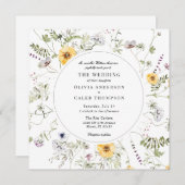Eleganter Gelber Wildblume Rahmen Hochzeit I Einladung (Vorne/Hinten)