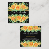 Eleganter Gelborange Rose Blume Event Planner Quadratische Visitenkarte (Vorne/Hinten)