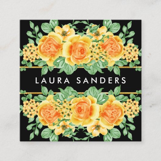 Eleganter Gelborange Rose Blume Event Planner Quadratische Visitenkarte (Vorderseite)