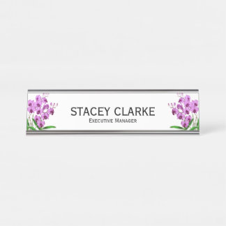Eleganter General Manager der Lila Orchid-Blume Schreibtischnamensplakette