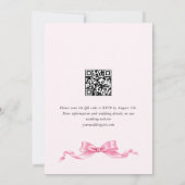 Eleganter Gentle Pink Hand Drawn Bow Wedding QR Co Einladung (Rückseite)