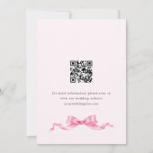 Eleganter Gentle Pink Hand Drawn Bow Wedding QR Co Save The Date (Rückseite)