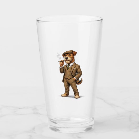 Eleganter Gentleman-Hund Glas (Vorderseite)
