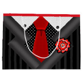 Eleganter Gentleman in Schwarz-weiß und rot Große Geschenktüte (Rückseite)