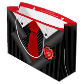 Eleganter Gentleman in Schwarz-weiß und rot Große Geschenktüte (Rückseite Schrägansicht)