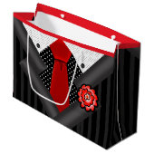Eleganter Gentleman in Schwarz-weiß und rot Große Geschenktüte (Vorderseite Schrägansicht)