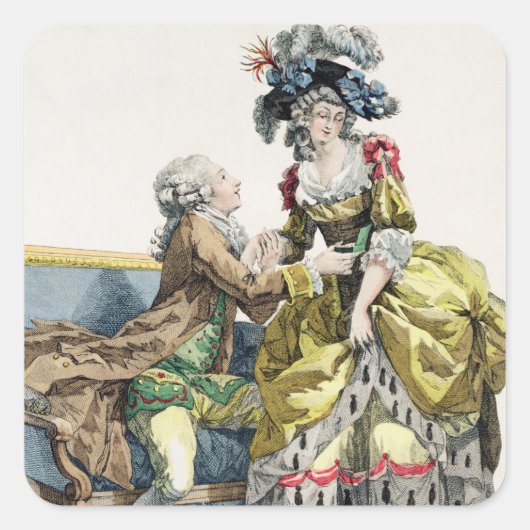 Eleganter Gentleman schlägt einer Lady in einem "M Quadratischer Aufkleber (Vorderseite)