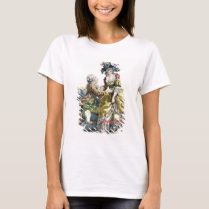 Eleganter Gentleman schlägt einer Lady in einem "M T-Shirt