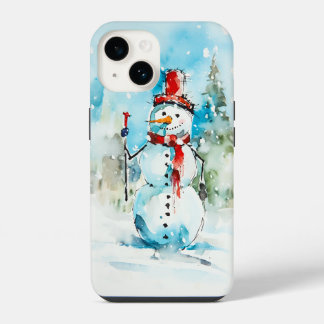 Eleganter Gentleman Schneemann iPhone 14 Hülle