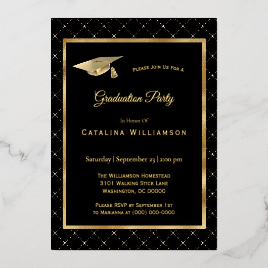 Eleganter geometrischer Abschluss Folieneinladung (Vorderseite)