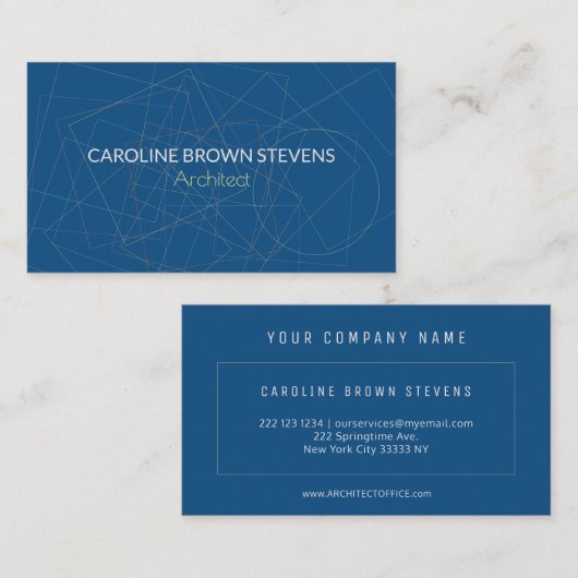 Eleganter geometrischer Formen klassischer blauer  Visitenkarte (Vorne/Hinten)