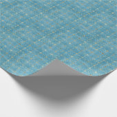 Eleganter, geometrischer Geschenkwrap aus Blue-Gol Geschenkpapier (Ecke)