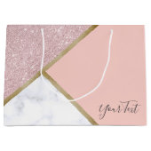 Eleganter geometrischer Glitzer aus Goldgold in Ro Große Geschenktüte (Vorderseite)