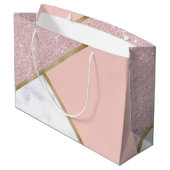 Eleganter geometrischer Glitzer aus Goldgold in Ro Große Geschenktüte (Rückseite Schrägansicht)