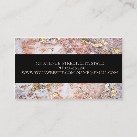 Eleganter geometrischer Glitzer aus Marmor Visitenkarte (Rückseite)
