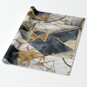 Eleganter geometrischer Gold-Schwarz-Marmor Geschenkpapier (Ungerollt)