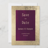 Eleganter geometrischer Goldburgund Save the Date Einladung (Vorderseite)