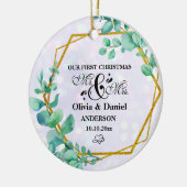 Eleganter geometrischer Goldrahmen mit Eukalyptus Keramik Ornament (Links)