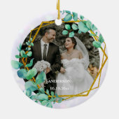 Eleganter geometrischer Goldrahmen mit Eukalyptus Keramik Ornament (Hinten)