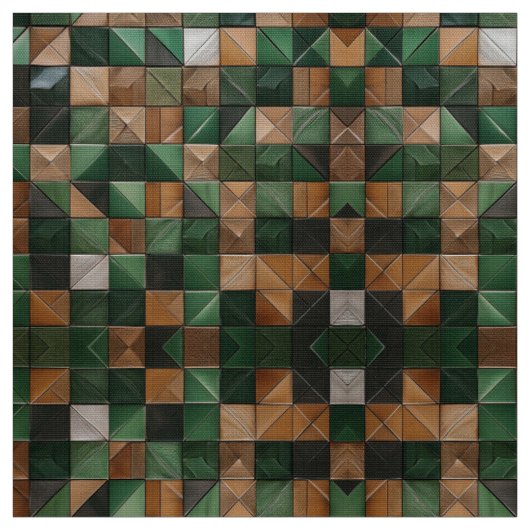 Eleganter geometrischer, grüner und brauner Tile Stoff (Muster)