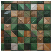 Eleganter geometrischer, grüner und brauner Tile Stoff (Nahaufnahme)