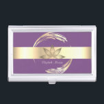 Eleganter geometrischer Kreis Lotus Visitenkarten Dose<br><div class="desc">Elegantes geometrisches Design mit Lotus,  Ihrem Monogramm und Namen.</div>