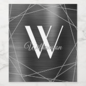 Eleganter geometrischer Name des Silver Metallic M Weinetikett (Einzelnes Label)