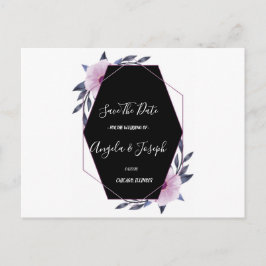 Eleganter geometrischer Rahmen lila Flora Save the Postkarte