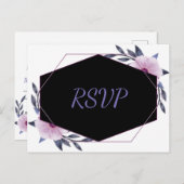 Eleganter geometrischer Rahmen lila florale uAwg Einladungspostkarte (Vorne/Hinten)