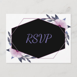 Eleganter geometrischer Rahmen lila florale uAwg Einladungspostkarte