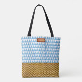 Eleganter, geometrischer RattanLook mit blauem Was Tasche (Rückseite)